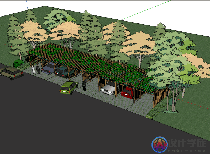 廊架SketchUp模型下载 -1